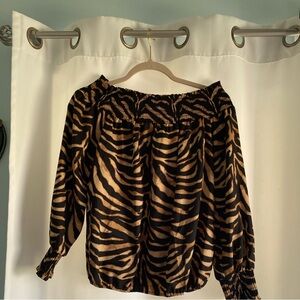 Animal print off the shoulder blouse